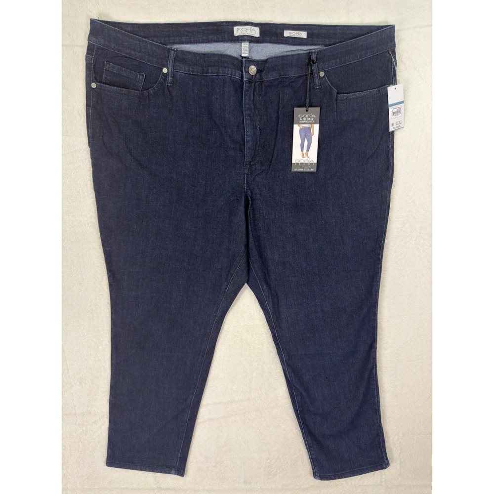 New Sofia Vergara Jeans Womens 26W Blue Dark Wash High Rise Skinny Ankle Stretch